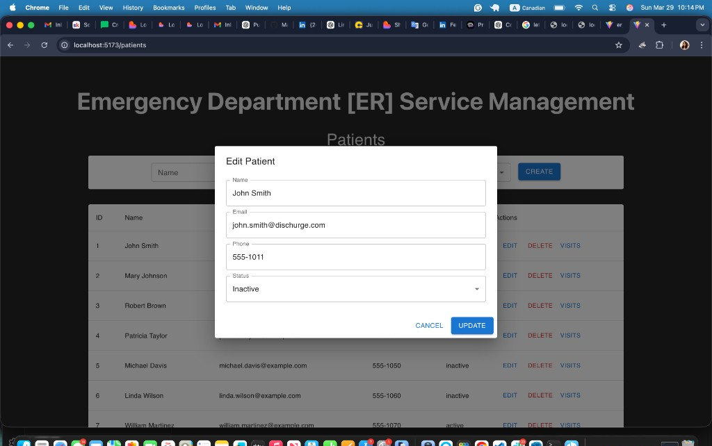 Edit patient modal